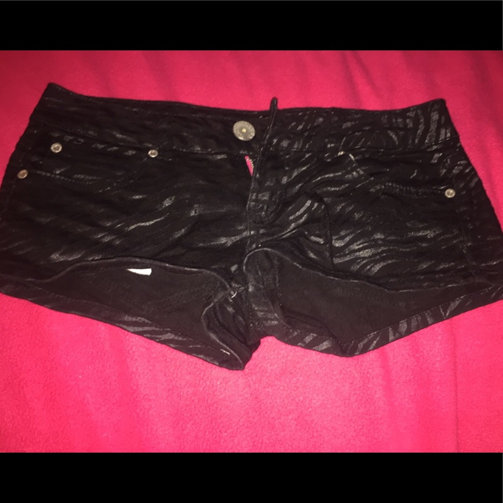 Zebra print black shorts